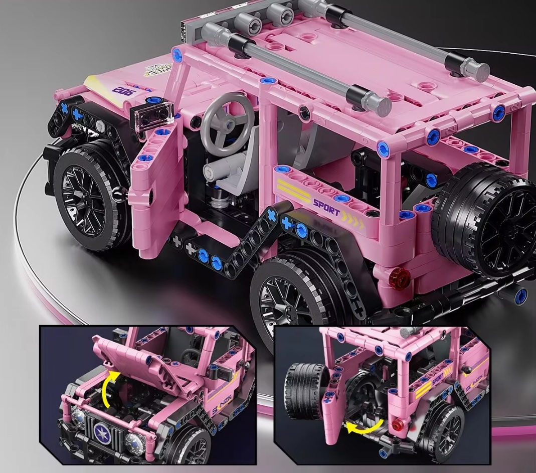 Klocki kompatybilne z Lego Technic prezent dla dziewczynki różowy Jeep Wrangler